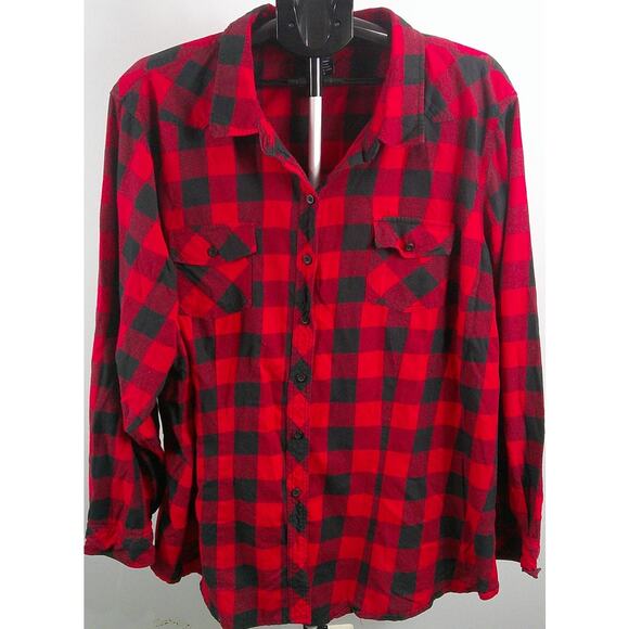 Torrid Button-down Shirt Red Buffalo Check Women's 5 - Picture 1 of 3